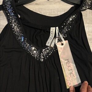 Kische Black Top with Silver Sequin Accents